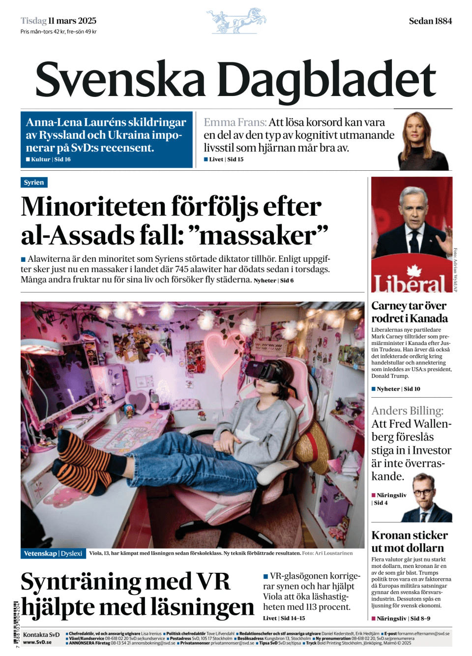 Prima-pagina-Svenska Dagbladet-edizione-di-oggi-20250311